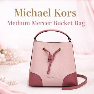 NWT Michael Kors Mercer Medium Drawstring Bucket Messenger Satchel Bag